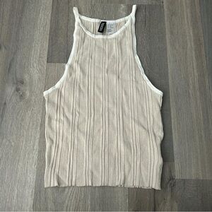 Cream and white ribbed shirt